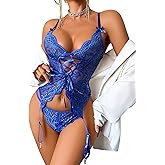 Avidlove Women Lingerie Lace Lingerie Sets with Garter Belts One Piece Bodysuit Teddy with Panty No Stockings S-XXL