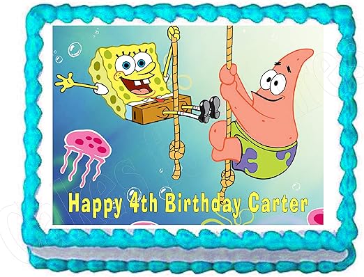 Amazon Com Spongebob And Patrick Edible Cake Image Frosting Sheet