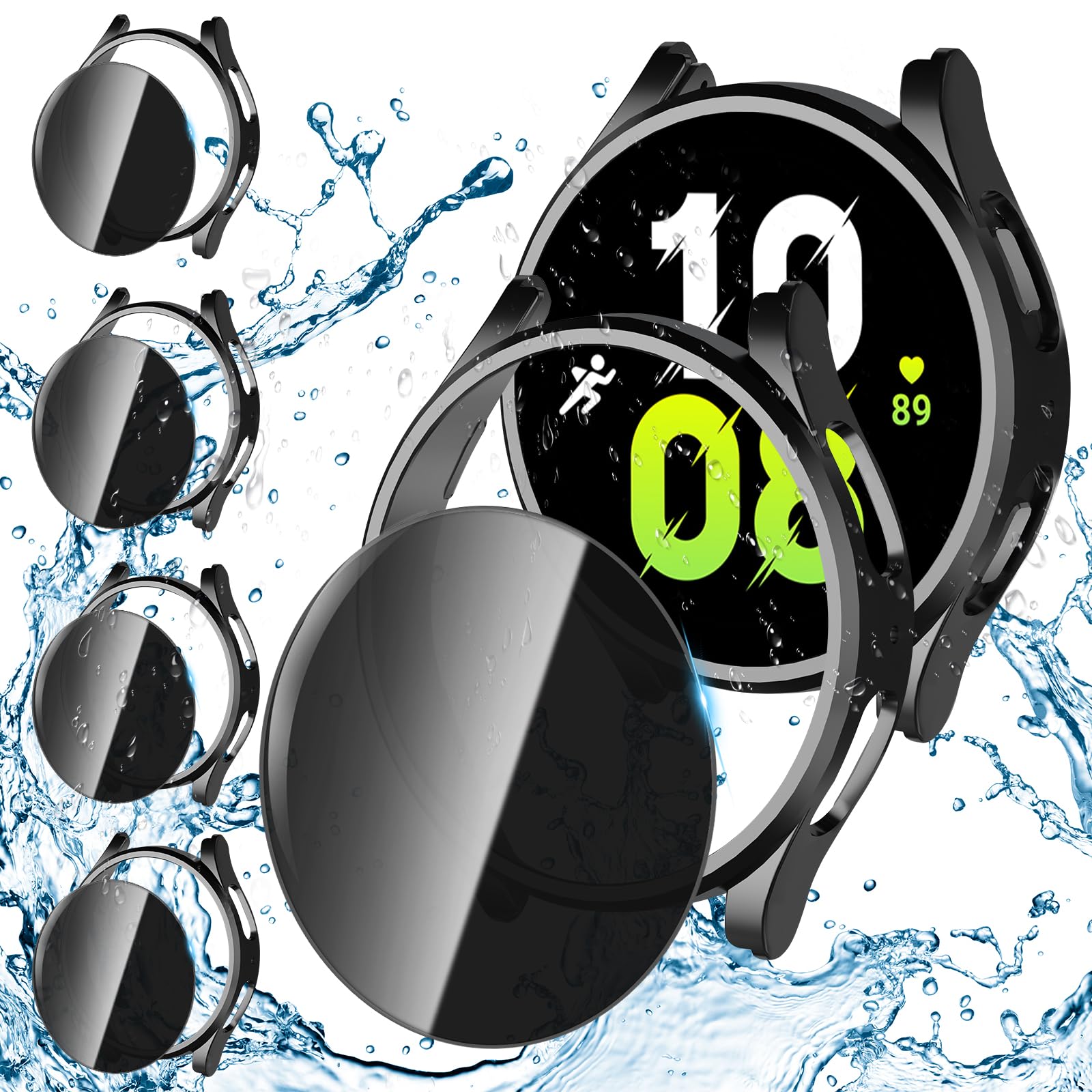 Photo 1 of Suoman 4+4 Pack for Samsung Galaxy Watch 5/4 44mm Smartwatch Case, [Anti-Peeping] Tempered Glass Privacy Screen Protector+ All-Round PC Matte Protective Cover Bumper