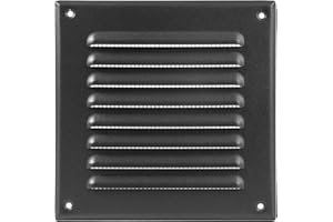ECOPRO VENT Square Ventilation Grille / 5" x 5" Inch Inside Measurement/Black Metal Air Vent Louver - Inside/Outside use / 6.