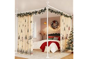 Goovilla Room Divider for Room Separation, Tension Curtain Rods No Drilling, 4-10ft(H) 28-114inch(W) Adjustable Temporary Privacy Wall Divider, Heavy Duty Freestanding Space Partition Separator, White