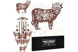 Luvsweets Highland Cow Wind Chimes - Cow Gifts for Men Women, Mom Grandma Wife Friends Birthday, Sympathy Memorial Wind Chimes for Outside, Garden Patio Yard Porch Home Decor