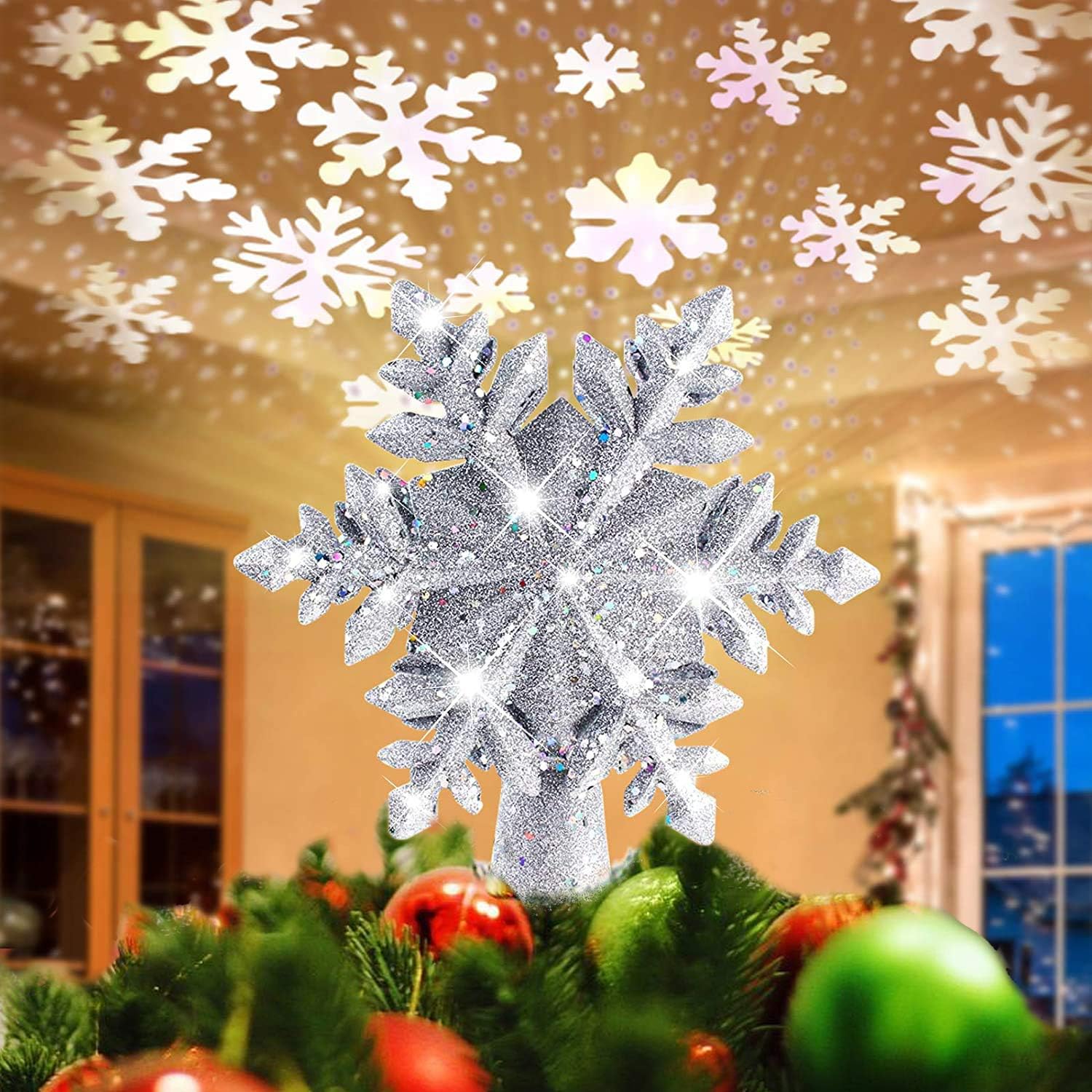 lzndeal Christmas Tree Snowflake Topper 10” Snowflake Treetop, Christmas Tree lzndeal Christmas Tree Snowflake Topper 10” Snowflake Treetop, Christmas Tree