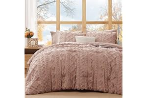 WRENSONGE Queen Comforter Set with Sheets - 7 Pieces Rusty Pink Tufted Bed in a Bag Queen Shabby Chic Bedding Sets with 1 Com