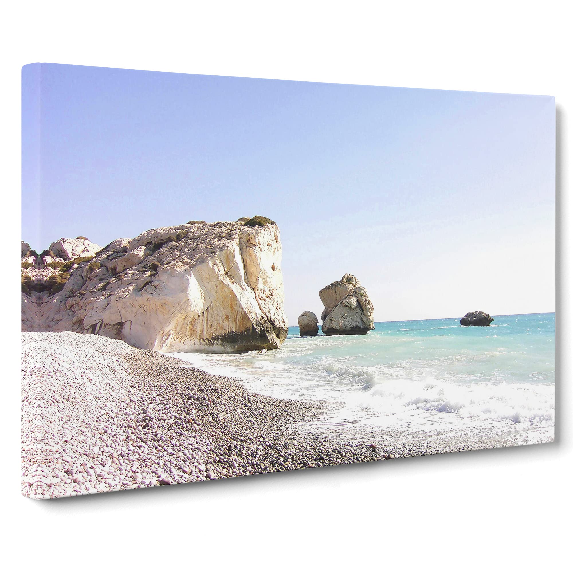 Seascape Cyprus Beach Canvas Print | Gallery Wrapped 30mm Frame Wall Art | 20x14 inches | Ready to Hang | Modern Seascape Picture | Living Room Bedroom Lounge Office