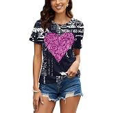 PESION Womens Short Sleeve T-Shirt Sequined Tops O-Neck Funny Graphic Tees Blouse