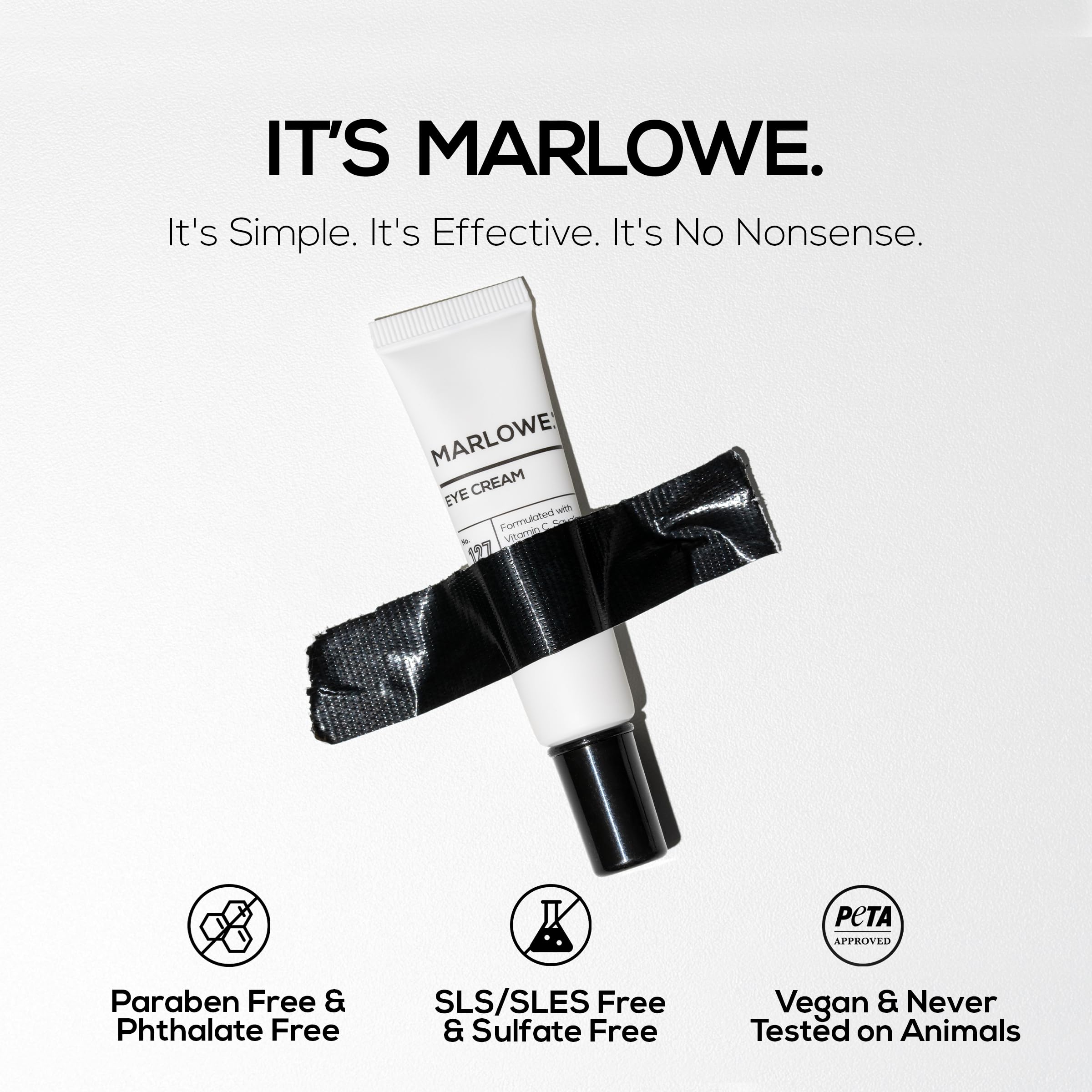 MARLOWE. No.127 Men’s Eye Cream, Vitamin C, Caffeine & Moisturizing Squalane for Puffiness, Wrinkles & Dark Circles, Holiday Grooming Gift or Stocking Stuffer, 0.5 fl oz
