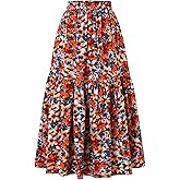 MKIASRYFSD Ladies' Elastic Waist Skirt Spring, Summer and Autumn Pocket Skirt with Broken Pleats and Long Skirts
