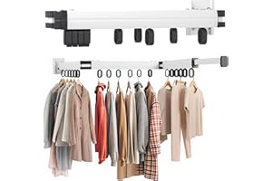 Wall Mounted Clothes Drying Rack, Foldable Laundry Drying Hanger Rack for Indoor & Outdoor Use - Laundry Rooms, Bathroom & Ba