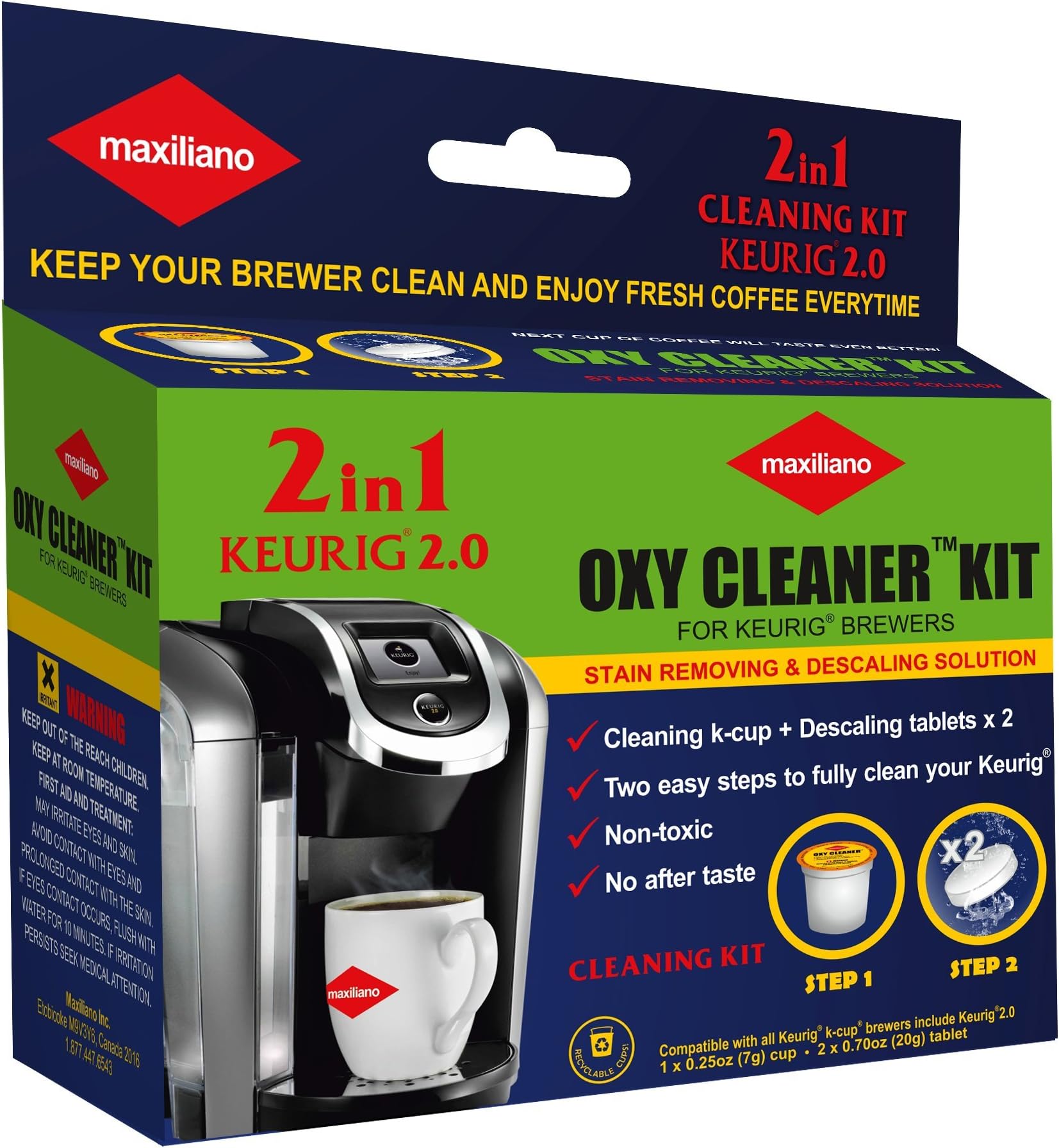 Maxiliano Descaling Kit Compatible with K-cup 2.0 Keurig Brewers , Biodegradable, Non Toxic, No After Taste.