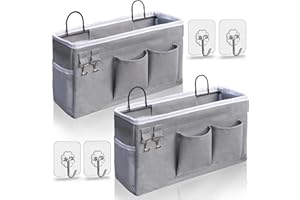 Kanrichu 2pcs Hanging Baskets for Organizing,Fabric Wall storage Basket,Wall Organizer for Closet,Kitchen, Bedroom, Office, RV Camper,Locker (Gray)