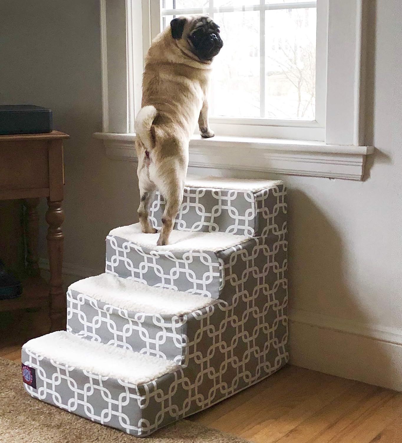 Majestic Pet Portable Pet Stairs | Soft Sherpa Foam Feeling Step | Steps for Dogs & Cats | Puppy & Kitty Ramp | Perfect for Bed & Sofa : Pet Supplies