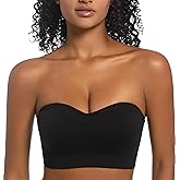 PRETTYWELL Strapless Bra for Women Comfort Non-Slip Seamless Padded Bandeau Bras Wireless Tube Top Bra with Multi-Way Straps