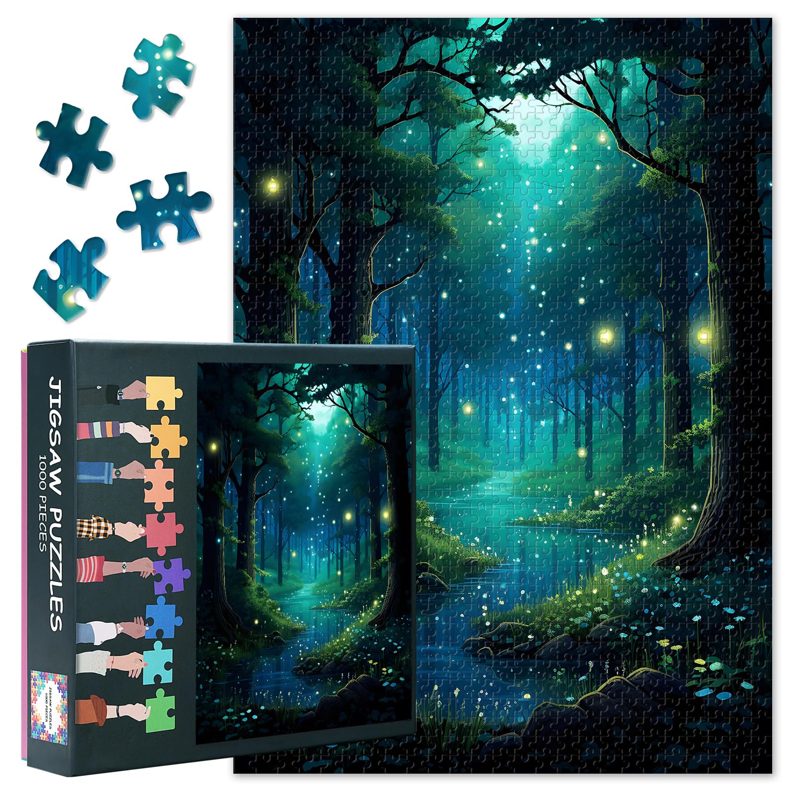 Fantasy Forest Puzzles for Adults - Challenging Jigsaw Puzzles for Adults Landscape, Moonlight and Plants Design Puzzle Difficult (27.5"x19.7"), Family Game Night Activity & Home Wall Decor Gift