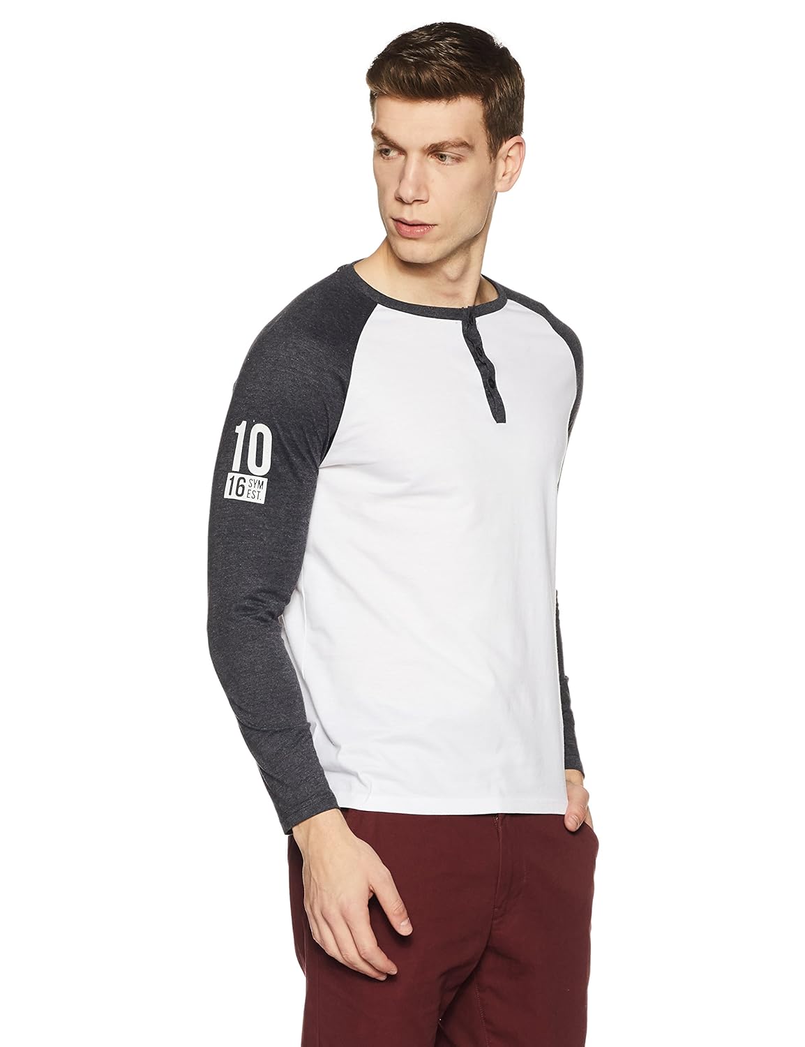 symbol amazon brand men's full sleeve henley t-shirt