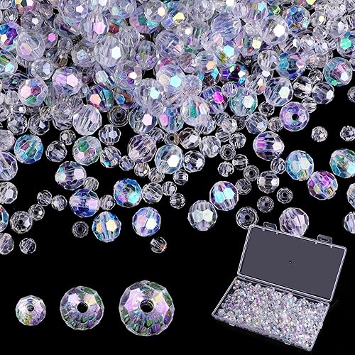 Crystal Glass Beads for Jewelry Making, 500 Pcs Assorted Crystal