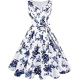 Girstunm 1950s Dresses for Women Sleeveless Audrey Hepburn Tea Party Swing Dress Retro Cocktail Dress with Pockets