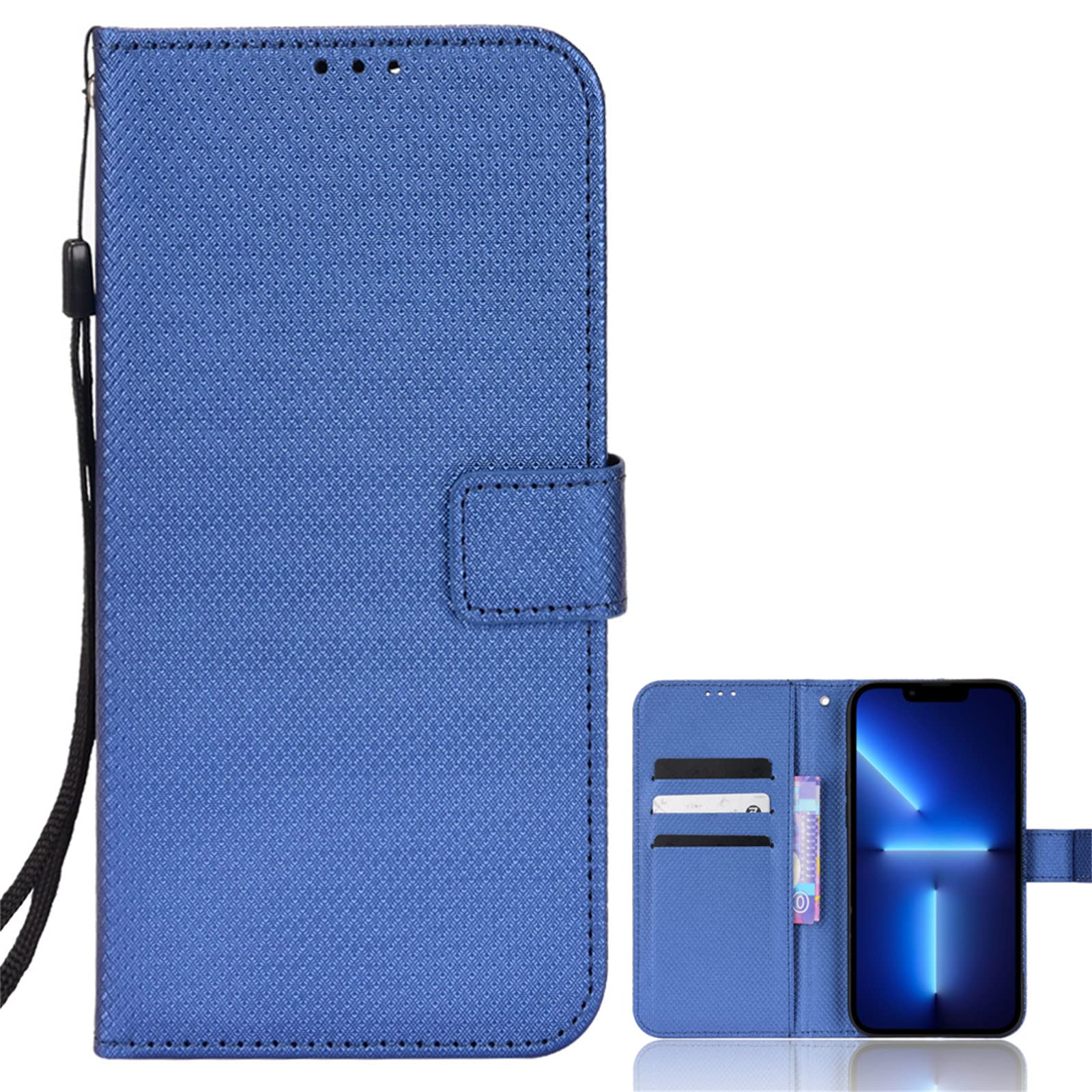 Wallet Case for Nokia HMD Pulse Pro Case, Nokia HMD Pulse Pro Diamond pattern Folding Stand PU Leather Wallet Flip Cover protector case with Card Slots, Case for Nokia HMD Pulse Pro-Blue