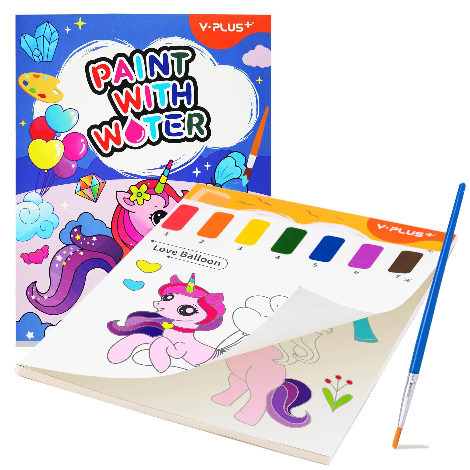 Photo 1 of YPLUS Paint with Water Books for Toddlers, Art Craft Toys Watercolor Painting Paper for Kids Gift for Drawing with Brush - Unicorn