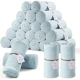 24 Pack Dusty Blue Flannel Throw Blankets Bulk 50 x 60 Inch with to Have to Hold Card and Rope Wedding Fleece Throw Blanket for Wedding Gifts Bed Couch Sofa Season Soft Lightweight(Dusty Blue)