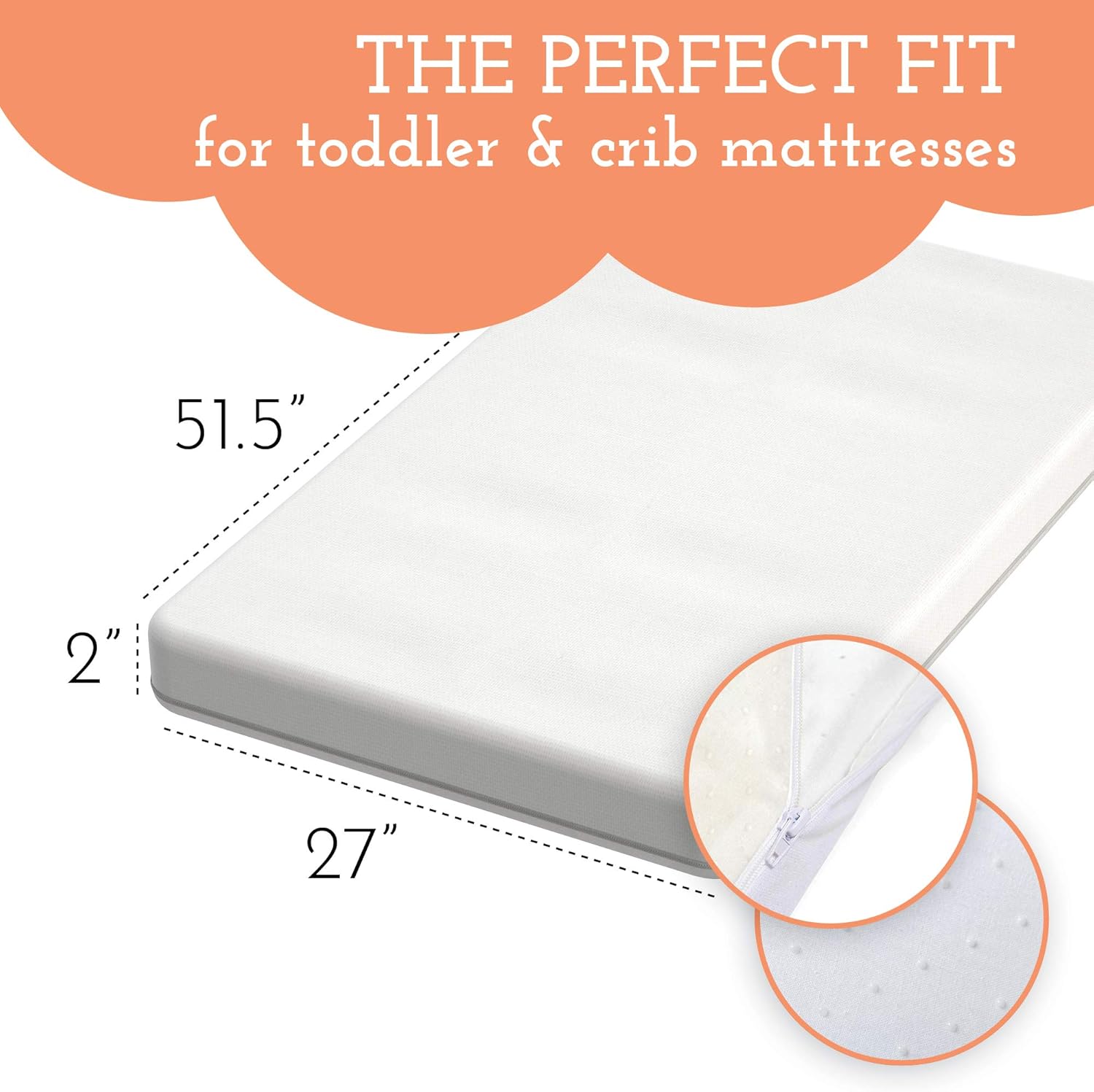 Little Sleepy Head Waterproof Crib Mattress Pad, 2” Ventilated Soft Memory Foam Topper for Toddler Bed Mattress or Crib Padding, Removable Washable Non-Slip Cover: Kitchen & Dining