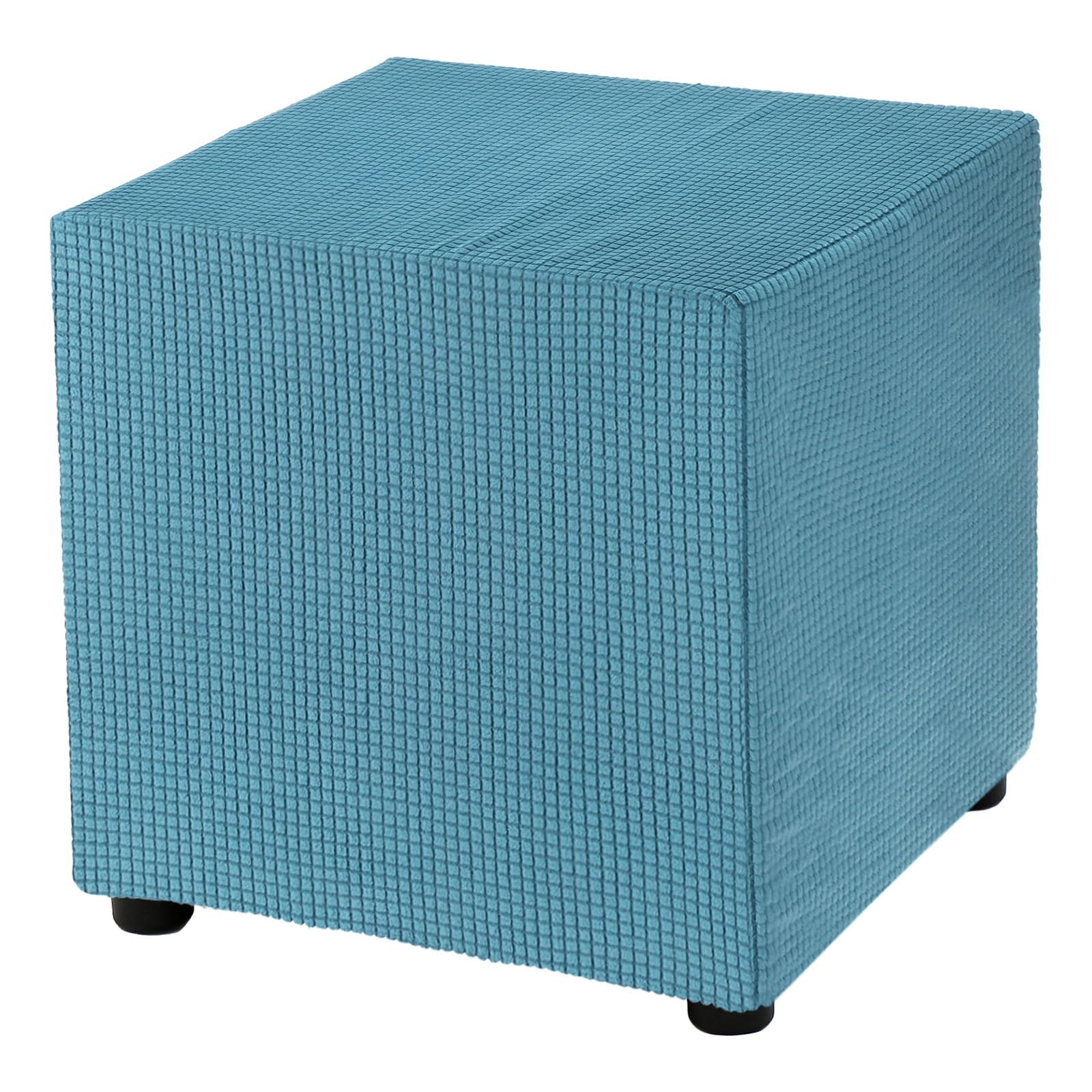Photo 1 of uxcell Square Ottoman Cover 18x18x18inch Stretch Polyester Washable Ottoman Slipcovers Elastic Foot Stool Foot Rest Protector for Living Room Bedroom, Teal