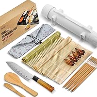 ISSEVE Sushi Making Kit, Bamboo Sushi Mat, All In One Sushi Bazooka Maker with Bamboo Mats, Bamboo Chopsticks, Paddle…