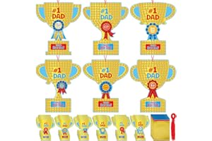 Baderke 30 Sets Father's Day Trophy Craft Kit for Kids, DIY Dad Glitter Mosaic Sign Craft Make Your Own World's Best Dad Father's Day Trophy Craft Party Gifts for Kids Home School Classroom Activities
