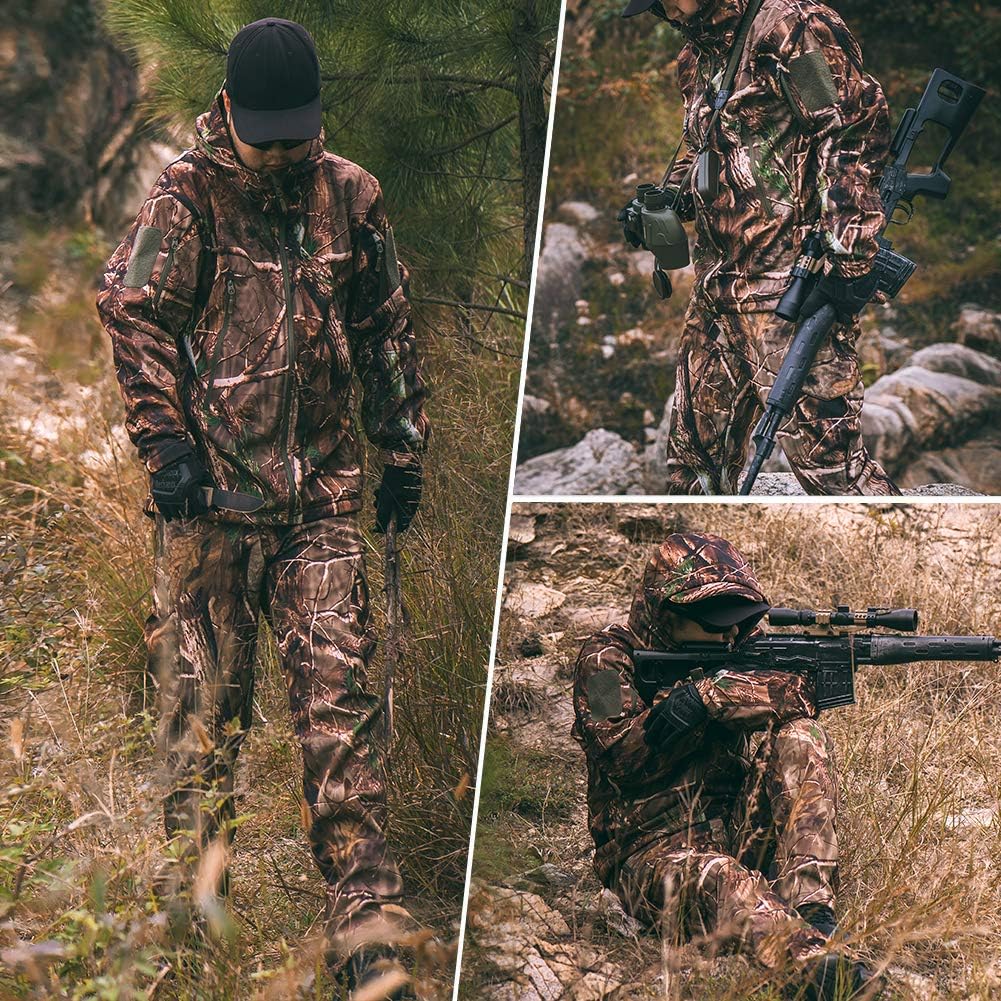 YEVHEV Hunting Gear Suit for Men Camouflage Hunting Hoodie Jacket Windproof Real-Tree Camo : Clothing