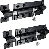 IRONTITE 2 Pack Tower Bolt Black 100mm Gate Bolt for Wooden Gates