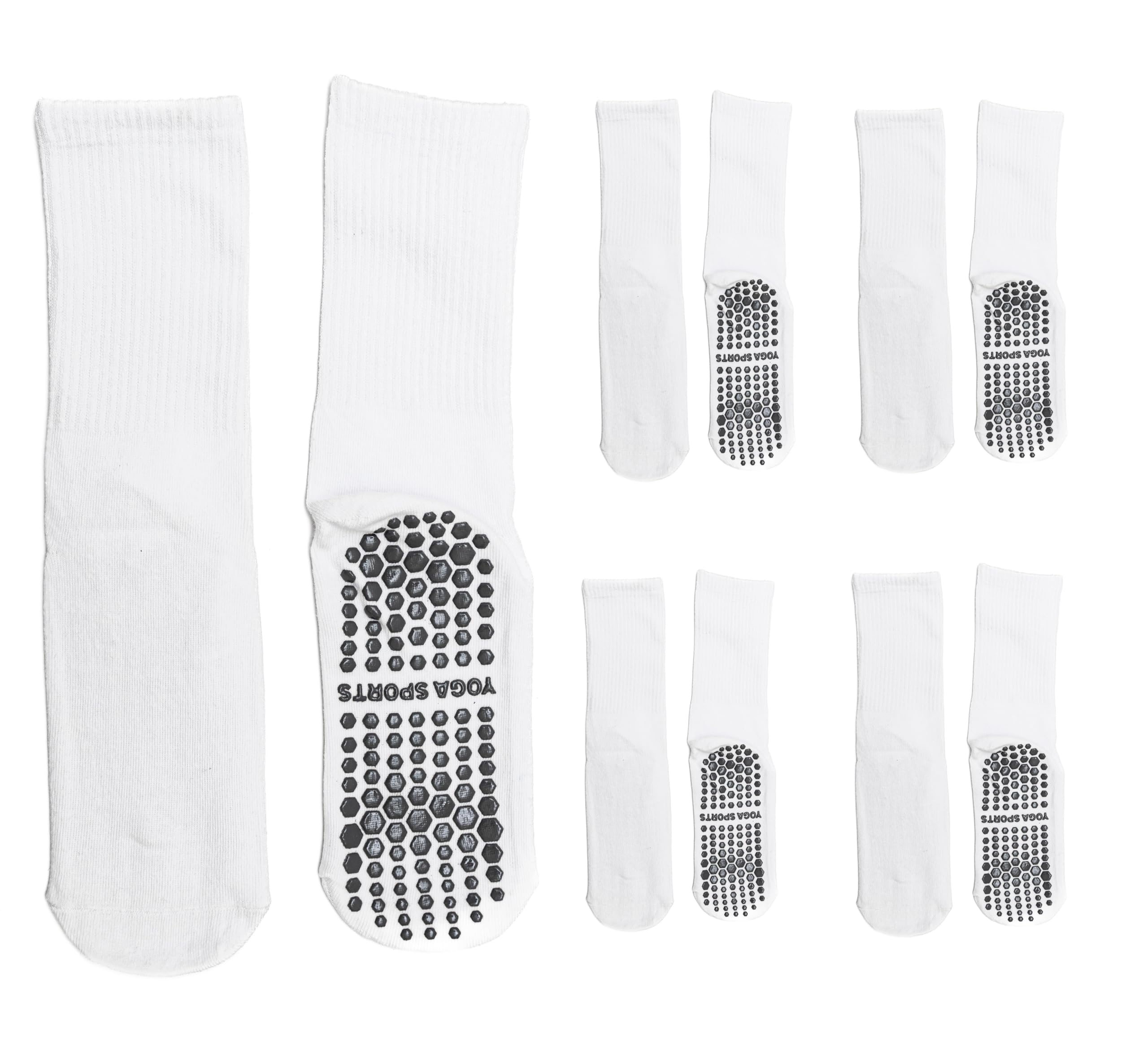 MediCounter 5 Pairs x Slipper Socks, Fall prevention, Hospital, Gym, Yoga, Sports Grip Socks – WHITE Size: One Size