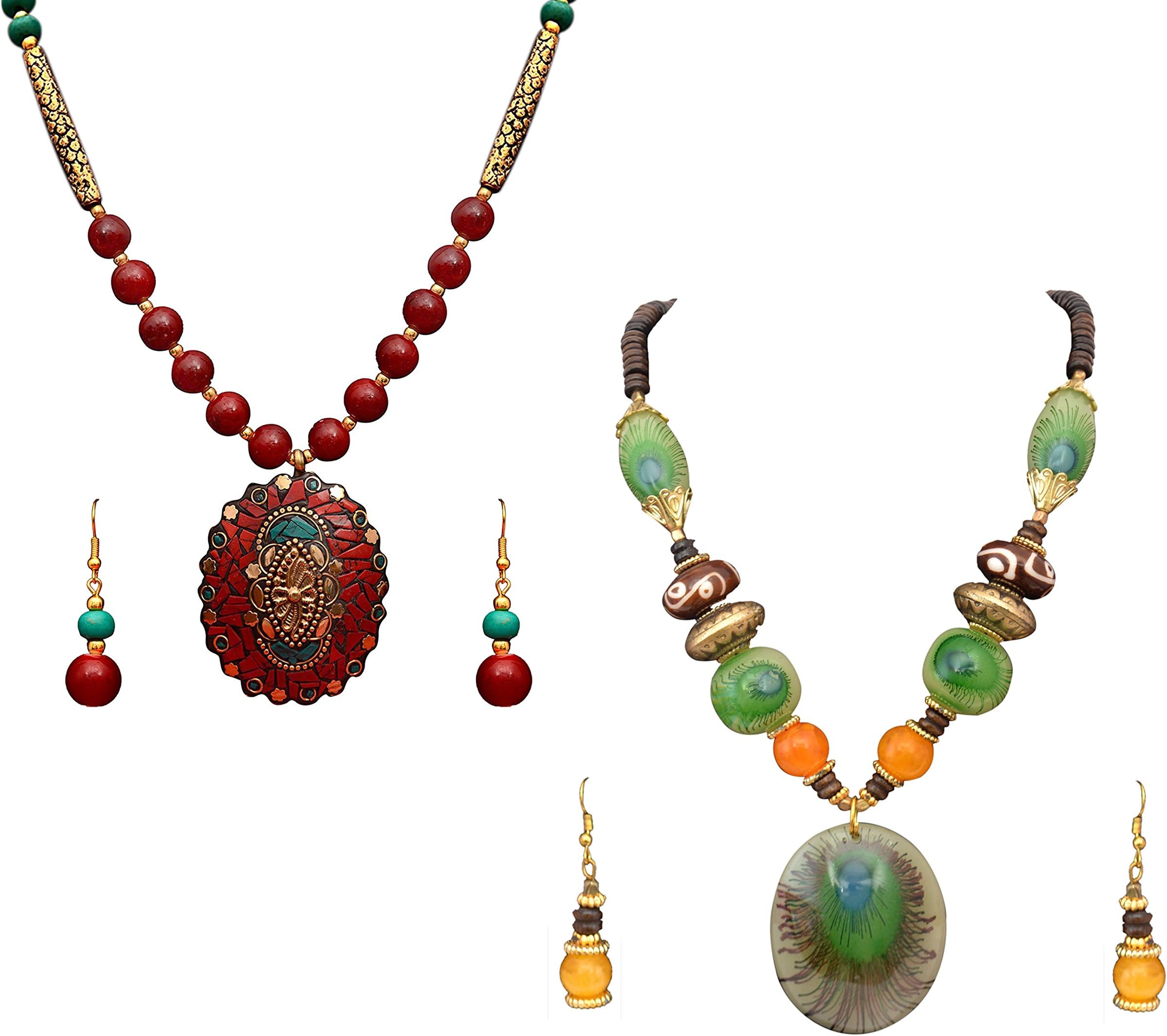 Fashion Jewellery Combo of Rajasthani Beads Necklace Sets for Girls and Women