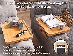 Danfoxer 2 Pack Couch Arm Tray,Bamboo Folding Sofa