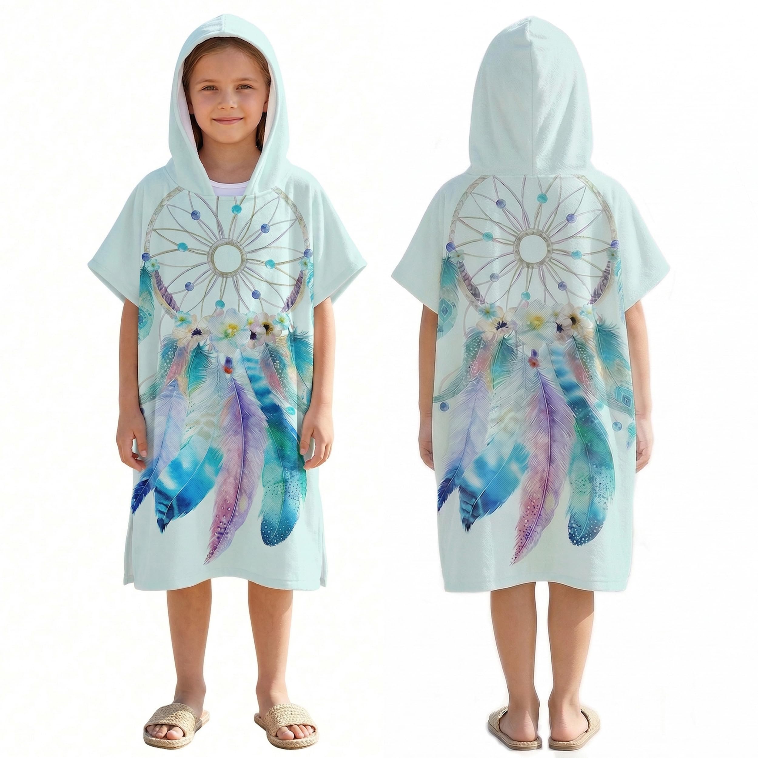 LOMTRATS Quick-drying Surf Poncho, Changing Towel, Bathrobe, Sports Towels for Swimmers,Hoodie for Kids,Swimming,Beach,Surfing,Diving,Bathing（Kid-M）