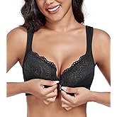 DotVol Women's Plus Size Front Closure U-Back Underwire Wide Strap Everyday Bra