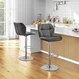 Yaheetech Bar Stools Set of 2 PU Leather Swivel Adjustable Grey view 2