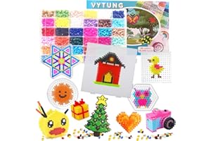 Vytung Fuse Beads Kit-10000 pcs 36 Colors(6 Glow in Dark) 5Peg Boards 89pattern(29 Full Size) Iron Papers Tweezers Storage Case Perler Beads Compatible Kit