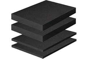 ZOCONE 4PCS High Density Polyurethane Foam Sheets - 2P 16 x 12 x 2 Inch and 2P 16 x 12 x 0.4 Inch Foam Inserts for Cases, Black Foam Padding for Tool Box, Game Box, Camera Storage
