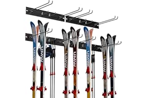 Ultrawall Wall Mount Ski Rack, Garage Ski Storage Rack, Ski Hangers For 8 Pairs of Skis