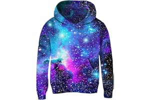 Idgreatim Kids 3D Print Pullover Hoodies Warm Thick Hooded Sweatshirt with Packet for Boys Girls 5-16 Years