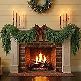 6ft Real Touch Cedar Garland - Artificial Realistic Christmas Thick Greenery Gradient Cypress Garland for Mantle Fireplace & Stairs Railing - Unlit Faux Green Decorations for Indoor Outdoor Xmas Decor