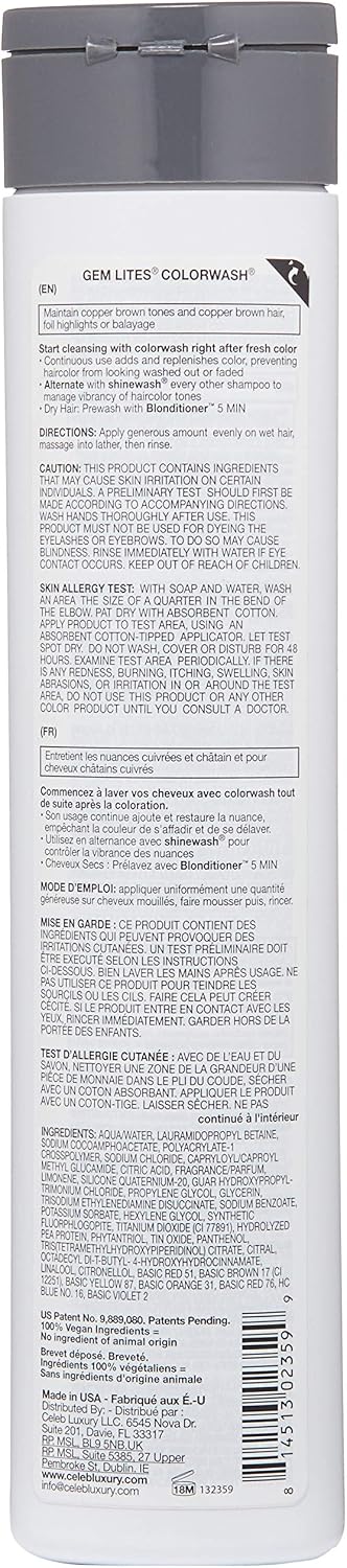 Celeb Luxury Gem Lites Colorwash, Professional Semi-Permanent Hair Color Depositing Shampoo, Amber , 8.25 Fl Oz (Pack of 1) - Image 3