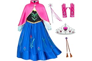 Princess Costumes Birthday Party Dress Up for Little Girls/Long Sleeve with Cape and Accessories