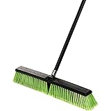 Alpine Industries Push Broom Heavy Duty Smooth Surface Broom Deck Scrubber Long Handle Commercial Floor Scrub Broom Cleans Di