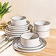 Amazon.com | LERATIO Ceramic Dinnerware Sets for 4, High Edge Stoneware ...