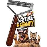 Extra Large 2-Sided Undercoat Rake for Dogs & Cats, Dog Brush for Shedding Remove Mats, Dematting Comb, Safe&Gentle Grooming Brush for German Shepherds Medium to Long-Haired Pets,Premium Wooden Handle