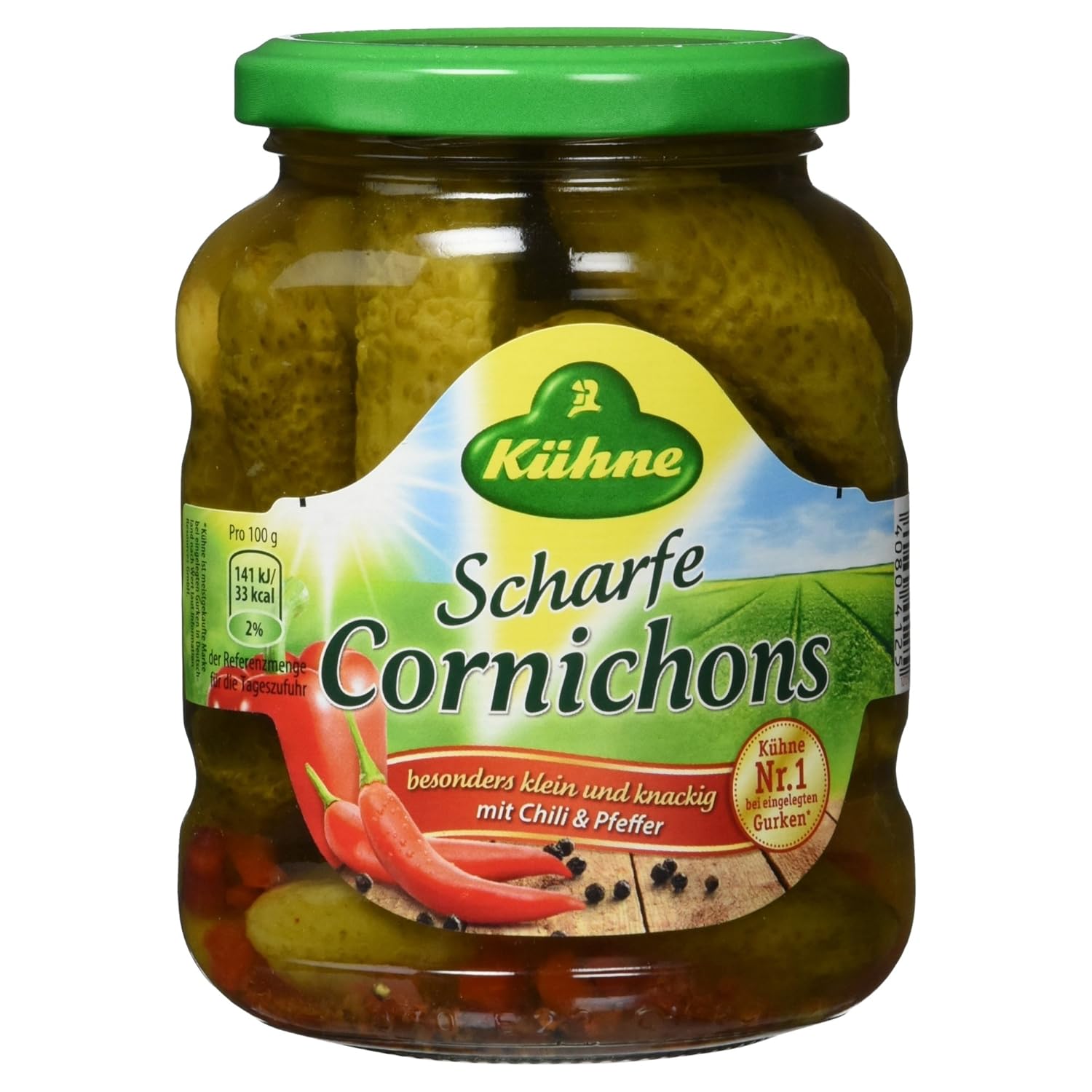 Kühne Scharfe Cornichons mit Chili und Pfeffer, 330 g Amazon.de