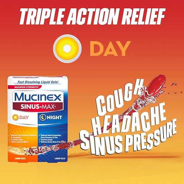MUCINEX SINUS-MAX LIQUID GELS FOR DAY AND NIGHT, 24 COUNT
