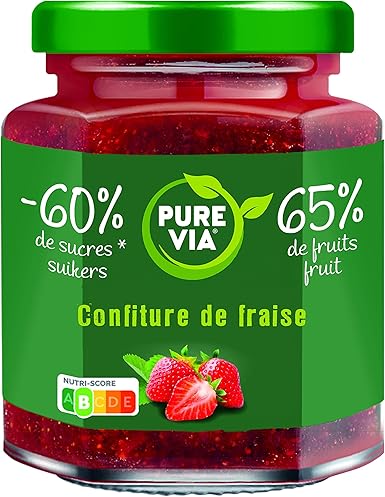 Pure Via Confiture De Fraises 300g Moins De Sucre Plus De Gout Origine Naturelle 300g Lot De 3 Amazon Fr Epicerie