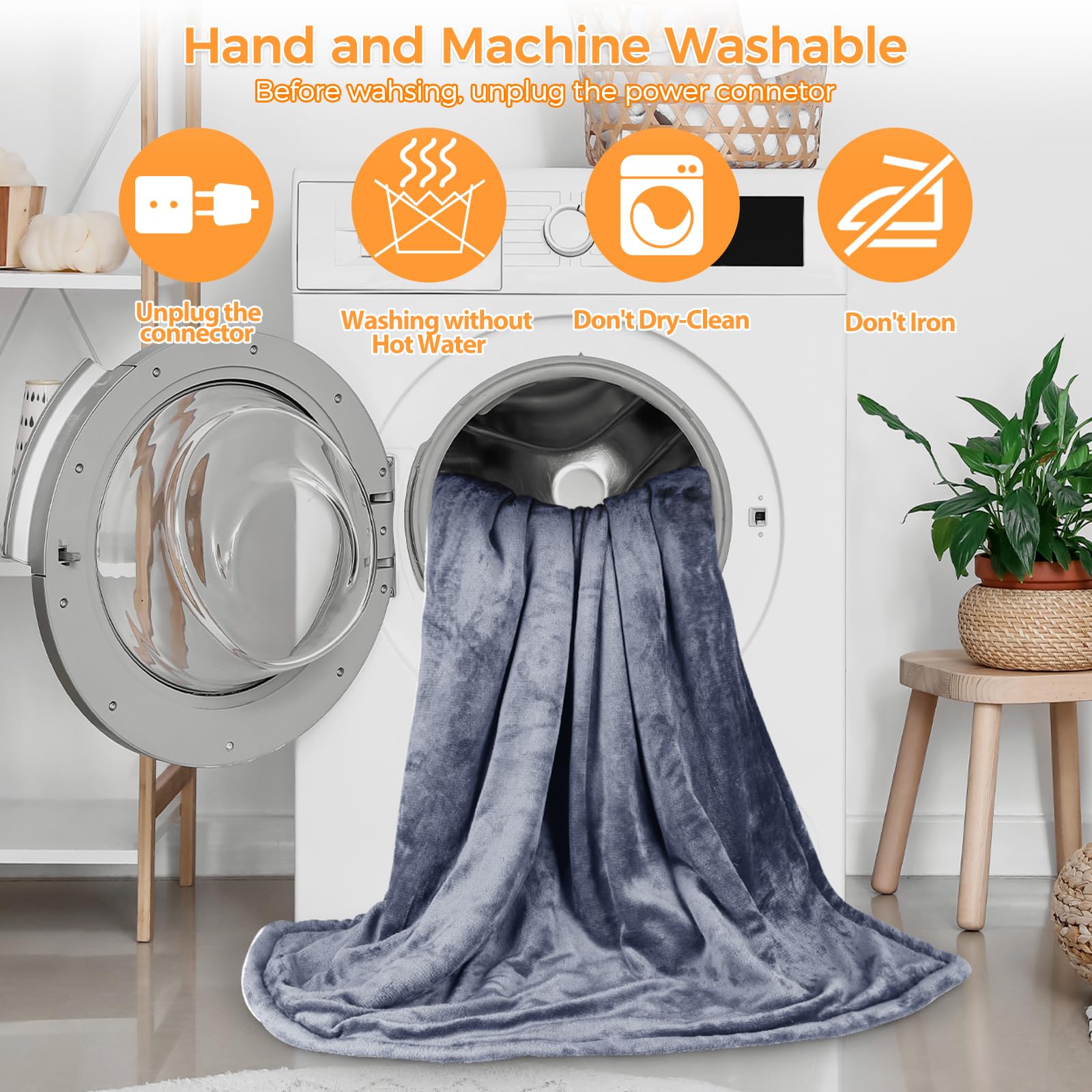 PROALLER Heated Blanket Electric Throw 160x130CM, 10 Levels &1-9H Timer Auto-Off, Machine Washable, Soft Flannel Sherpa Full Body Warming, Sofa Bed Office Use, Heating Blanket -